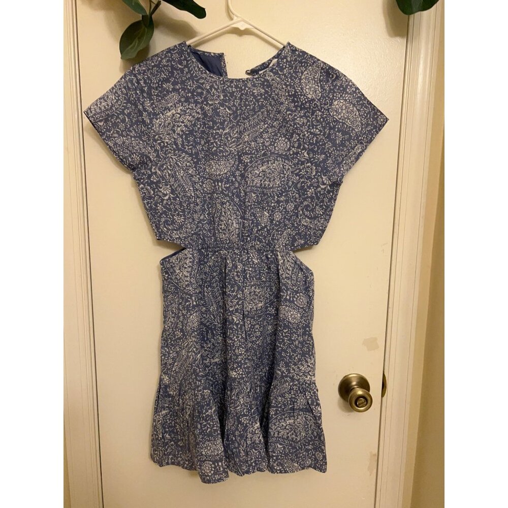 MNG Dress Blue White Geometric ~ 12 Youth Girls